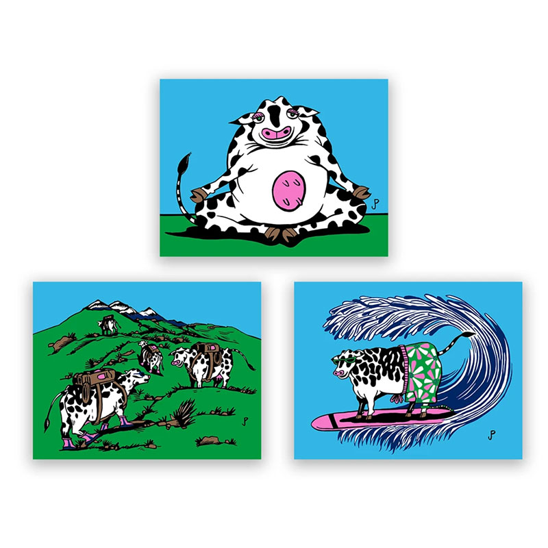 Cows On Vacation - Charity Print Set By Jim Pollock