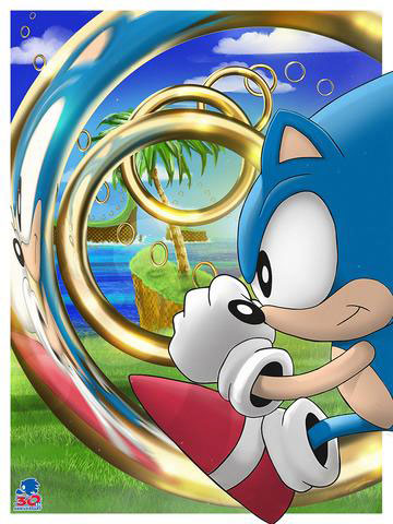 SONIC - Framed print Green Hill Zone (30x40) x2 - Abysse Corp