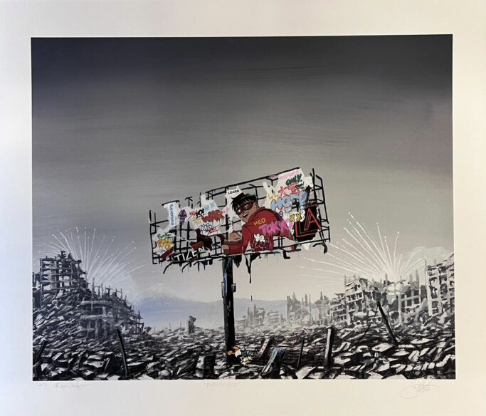 Ruined Sign - Neo Tokyo Hand Embellished by Jeff Gillette