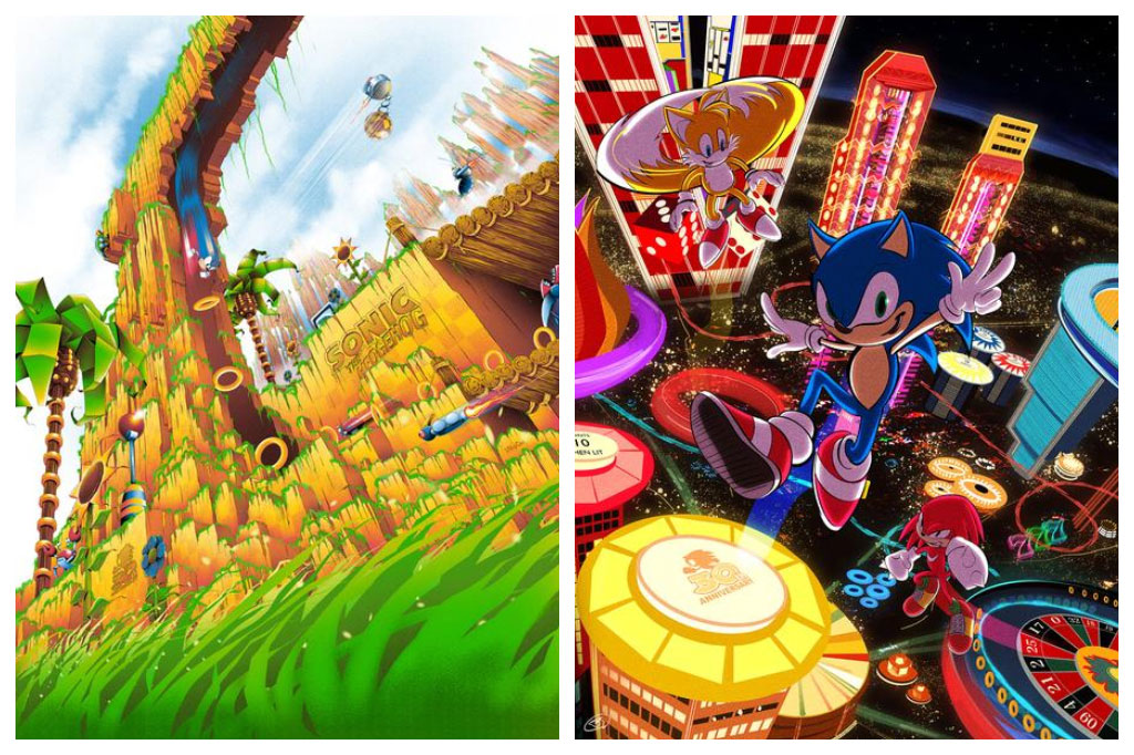 Sonic the Hedgehog 30th Anniversary prints from 17th & Oak and Zi Xu
