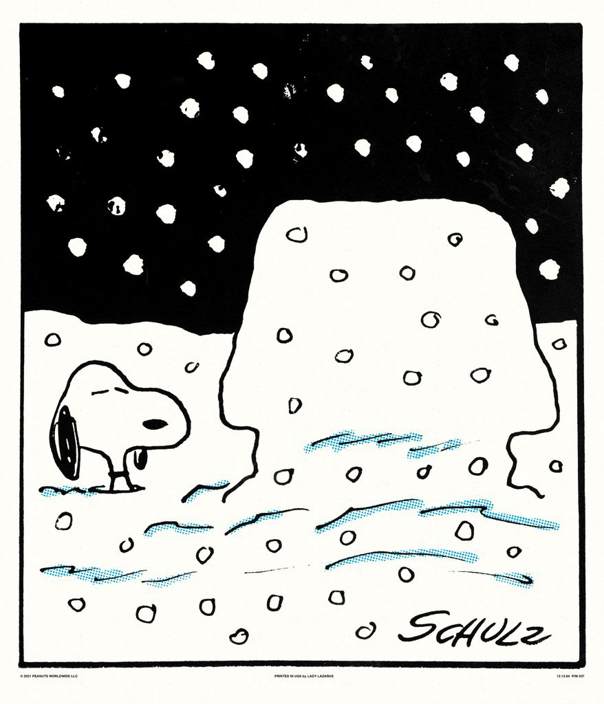 Peanuts Snoopy in Snow by Charles Schulz