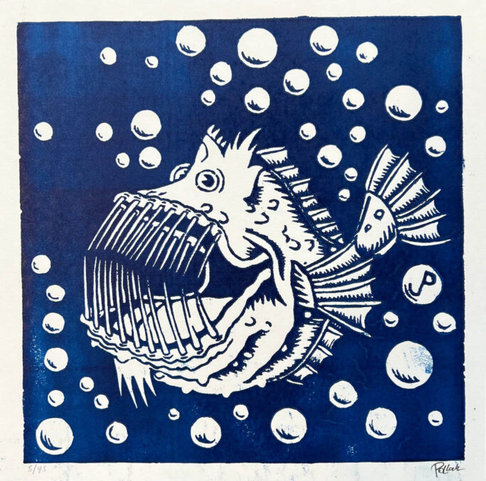 Fruit Fish - Blue Ink Edition by Jim Pollock