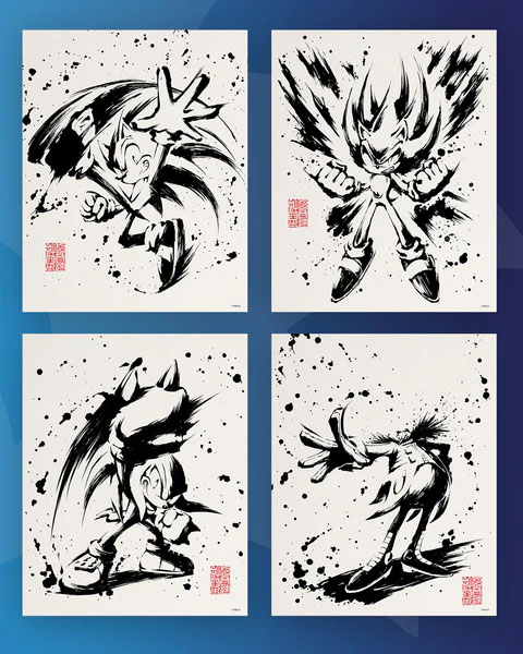 Sumi-e Sonic Print Set by Yui Karasuno