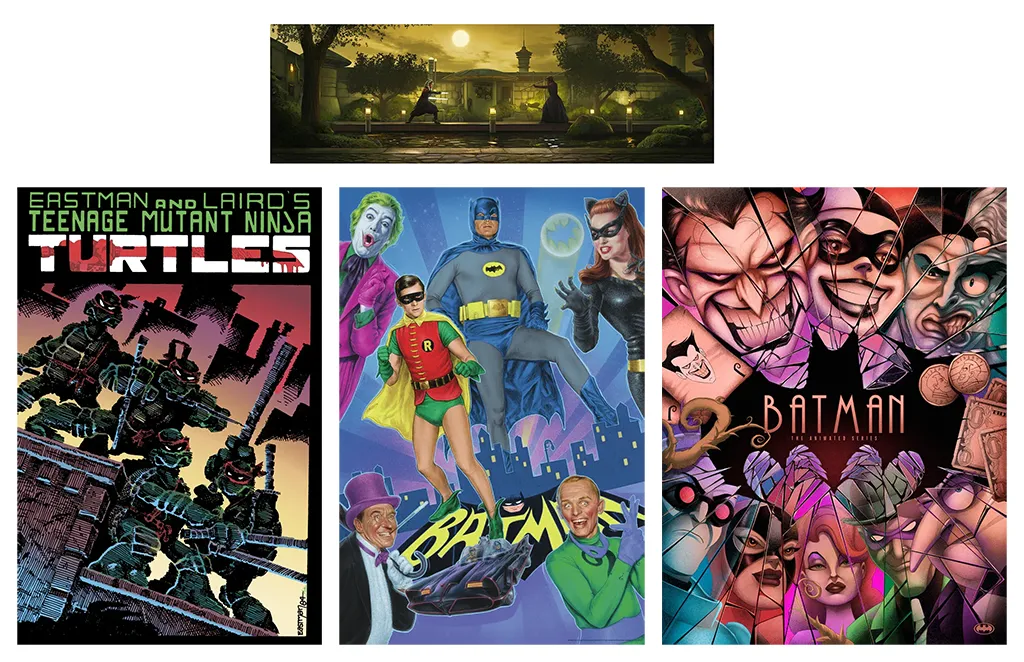 Batman by Doug Pagacz & Wilder Lima, TMNT by Kevin Eastman and Star Wars by Pablo Olivera