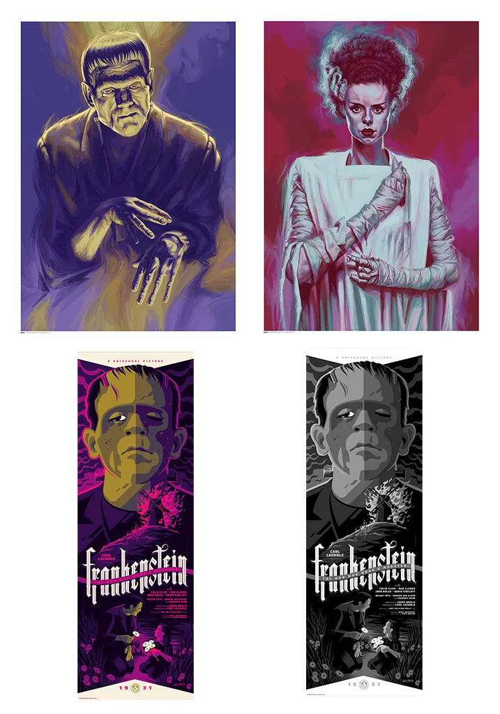 Frankenstein & Bride of Frankenstein by Chandra Hope Frankenstein by Tom Whalen