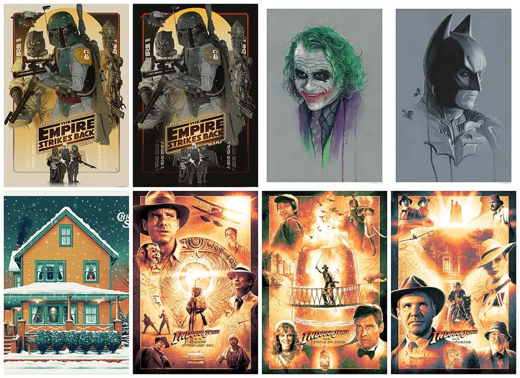 Indiana Jones by Kevin Wilson, Star Wars by Vance Kelly, Batman by Gabz & A Christmas Story by DKNG