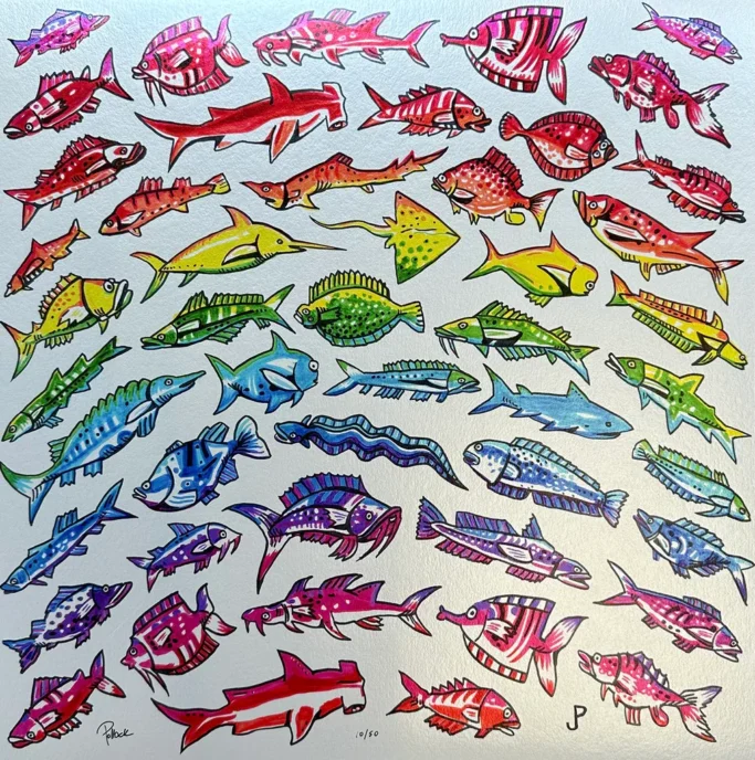 Fish Rainbow - Metallic Paper Variant by Jim Pollock