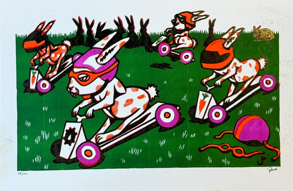 Racing Rabbits by Jim Pollock
