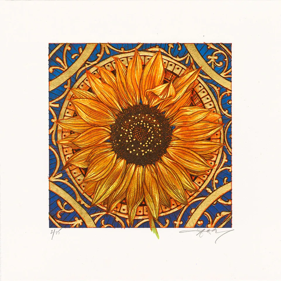 Sunflower - Blue by AJ Masthay