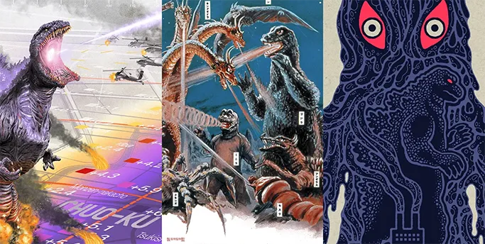 Shin Godzilla by Jason Raish, Godzilla vs. Hedorah by Drew Wise & Destroy All Monsters