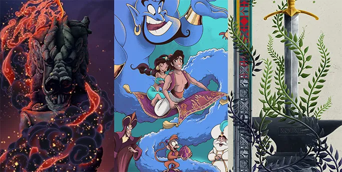 Mulan, The Sword in the Stone by Ben Harman & Aladdin by Mark Bell